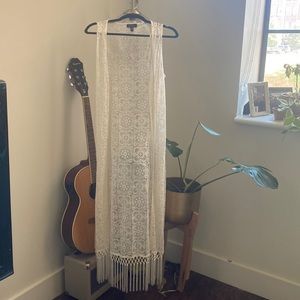 Jessica Simpson boho lace fringe vest
